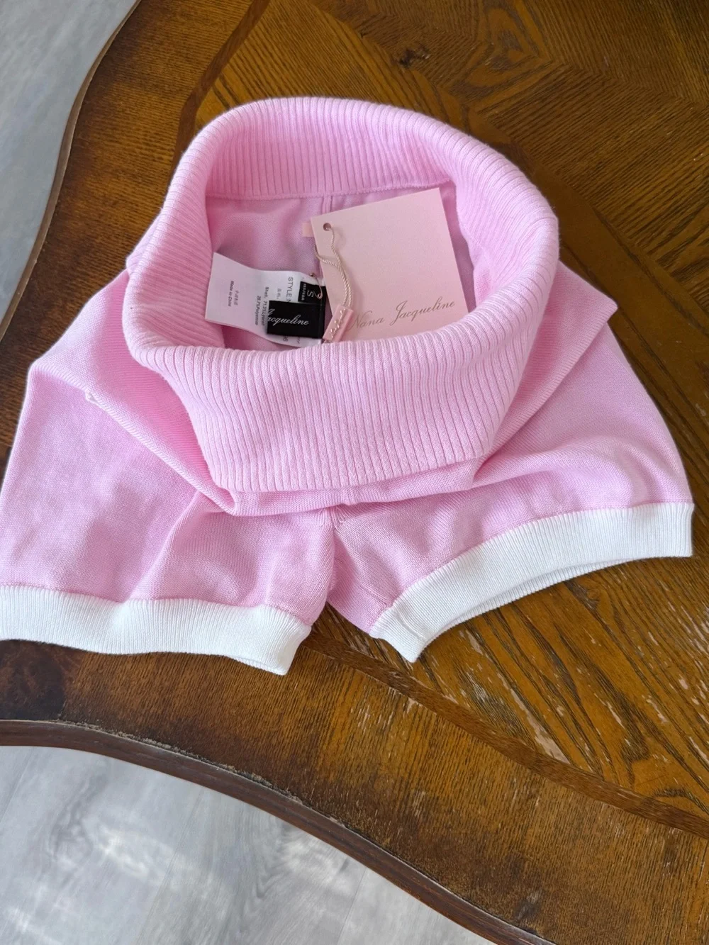 Nana Jacqueline Millie Fold-Over Waistband Pink Knit Shorts